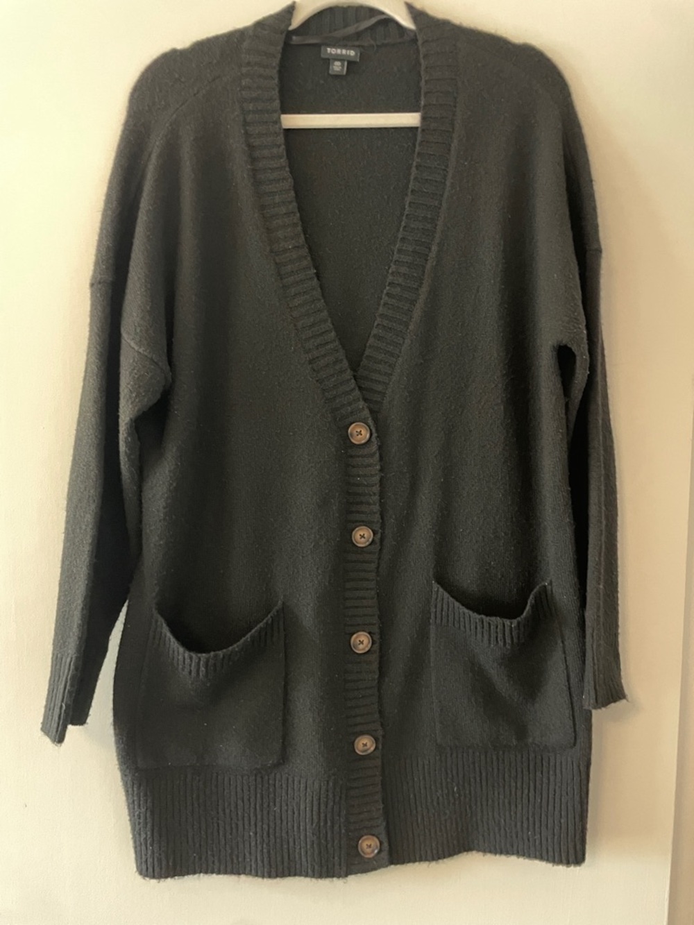 torrid Black Oversized Button Front Pocket Cardigan